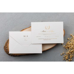 Minimal Altın Çerçeveli Beyaz Davetiye