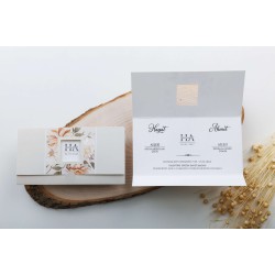 Pastel Çiçekli Minimal Düğün Davetiyesi
