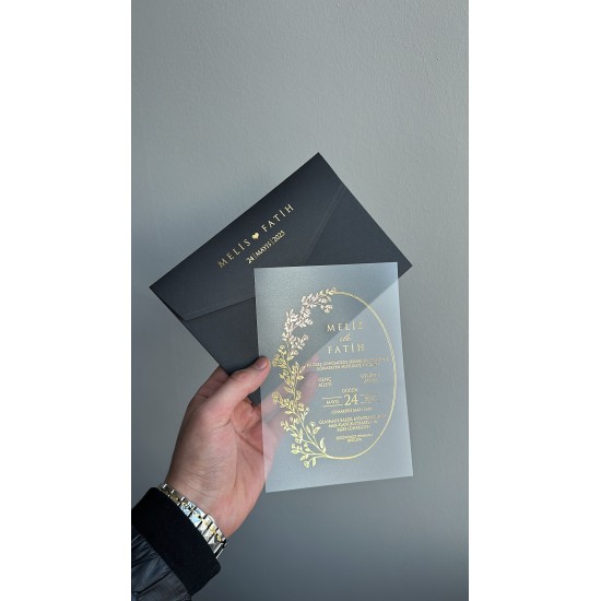 Lüks ve Gösterişli Şeffaf Düğün Davetiyesi - Özel